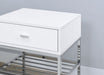Siega 1-Drawer Shoe Storage Entryway Bench White High Gloss and Chrome