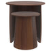 Yency 2-piece Round Mango Wood Nesting Table Set Dark Brown Mango