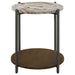Noemie Round Marble Top Accent Side Table White and Gunmetal