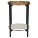 Adhvik Round End Side Table Marble Shelf Natural and Black