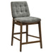 Redbridge Velvet Upholstered Counter Chair Grey and Walnut (Set of 2)