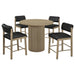 Hamlyn 5-piece Round Wood Counter Height Dining Set Black and Natural Oak