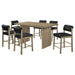 Decker 7-piece 70-inch Rectangular Counter Height Dining Set Black and Natural Oak