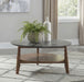 Bradley Round SmartTop Cocktail Coffee Table Smokey Grey and Brown
