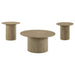 Hamlyn 3-piece Round Fluted Coffee and End Table Set Natural Oak