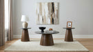 Franklin 3-piece Round Pedestal Coffee Table Set Grey and Dark Brown