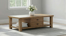 Beasley 2-Drawer Wood Coffee Table Golden Oak