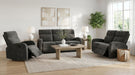 Hamilton Chenille Upholstered Manual Reclining Loveseat Charcoal Grey