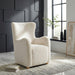 Thornton Faux Fur Upholstered Wingback Lounge Accent Chair Ivory
