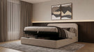 Anders Upholstered Eastern King Storage Lift Platform Bed Beige