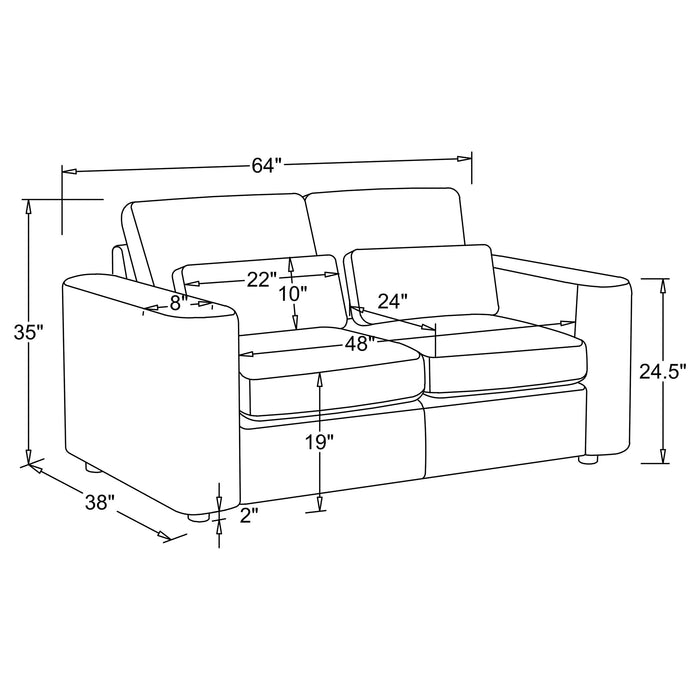 Amador 3-piece Chenille Upholstered Track Arm Sofa Set Chocolate