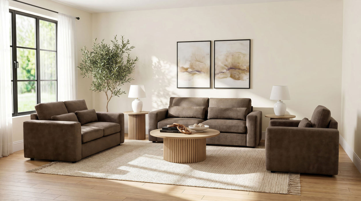 Amador Chenille Upholstered Track Arm Loveseat Chocolate