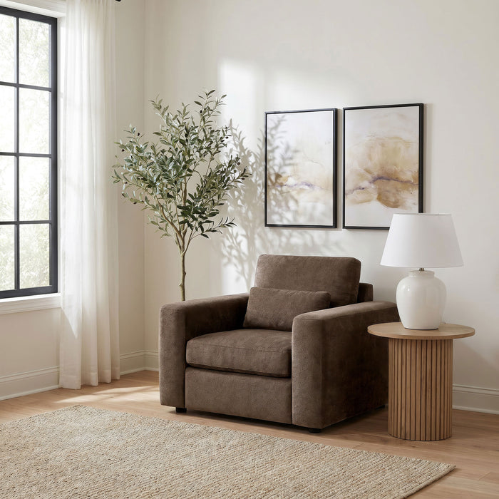 Amador Chenille Upholstered Track Arm Accent Chair Chocolate