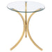 Eloise Round Glass Top Curved Metal Side Table Gold