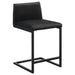 Vardon Genuine Leather Counter Height Chair Black (Set of 2)