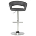 Travia Adjustable Leatherette Swivel Bar Stool Grey and Chrome