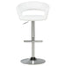 Travia Adjustable Leatherette Swivel Bar Stool White and Chrome