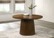Galindo 52-inch Round Walnut Veneer Dining Table Walnut