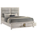 Farre Eastern King Upholstered Storage Platform Bed Washed Grey