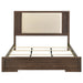 Etienne Eastern King Velvet Upholstered Panel Bed Walnut