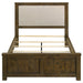 Doherty Queen Linen Upholstered Panel Bed Rustic Brown
