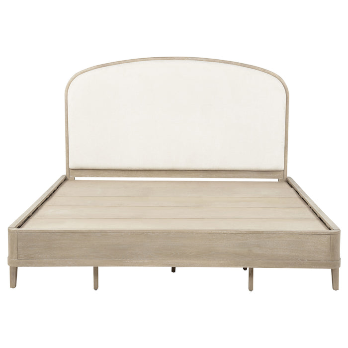 Lucaire California King Upholstered Panel Bed Sandstone