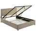 Reeves Upholstered Queen Lift-Top Storage Platform Bed Tan