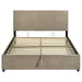 Reeves Upholstered Eastern King Lift-Top Storage Platform Bed Tan
