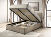 Reeves Upholstered Queen Lift-Top Storage Platform Bed Tan