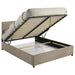 Reeves Upholstered Queen Lift-Top Storage Platform Bed Tan