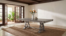 Cresswell 104-inch Double Pedestal Extension Dining Table Weathered Taupe