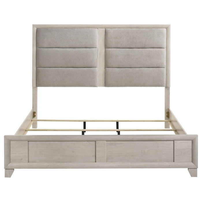 Farre Eastern King Upholstered Panel Bed Washed Grey