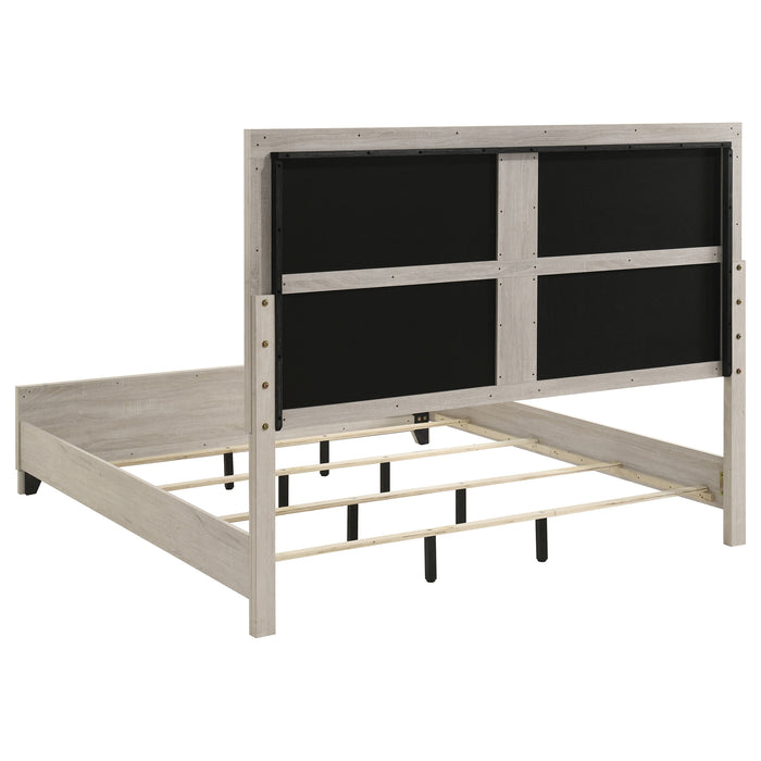 Farre Eastern King Upholstered Panel Bed Washed Grey