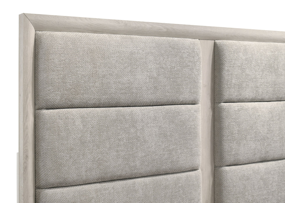 Farre Eastern King Upholstered Panel Bed Washed Grey