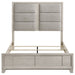 Farre Queen Upholstered Platform Panel Bed Washed Grey