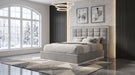 Viana Queen Chenille Platform Bed Grey and White High Gloss