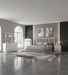 Viana Eastern King Chenille Platform Bed Grey and White High Gloss