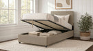 Reeves Upholstered Twin Lift-Top Storage Platform Bed Tan