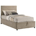 Reeves Upholstered Twin Lift-Top Storage Platform Bed Tan