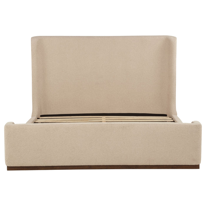 Nala Eastern King Fabric Upholstered Platform Bed Tan