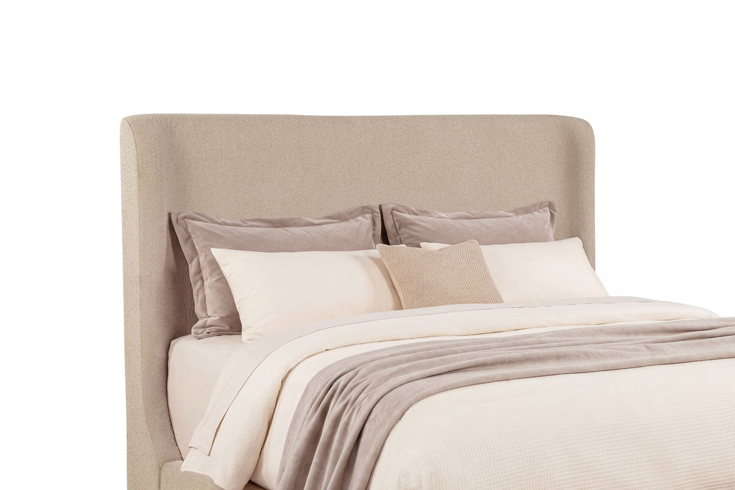 Nala Eastern King Fabric Upholstered Platform Bed Tan