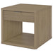 Ingram Square End Table with Drawer and Open Shelf Latte