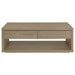 Ingram 2-Drawer Rectangular Coffee Table with Open Shelf Latte