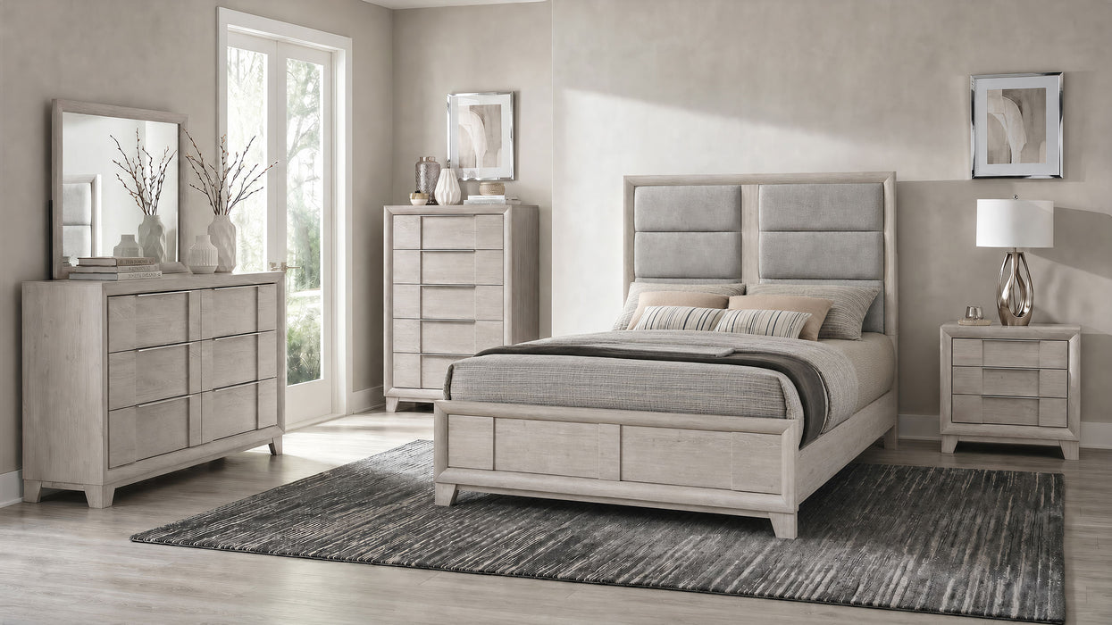 Farre 6-drawer Dresser with Mirror Washed Grey
