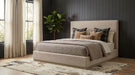 Knox Eastern King Fabric Upholstered Platform Bed Khaki