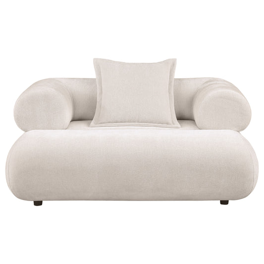 Eskola Chenille Accent Chair with Rounded Shelter Arms Ivory