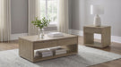 Ingram Square End Table with Drawer and Open Shelf Latte