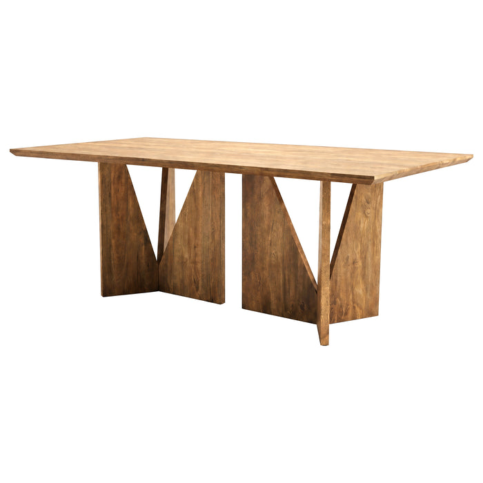 Sosa Solid Mango Wood Dining Table with Angular Base Light Brown
