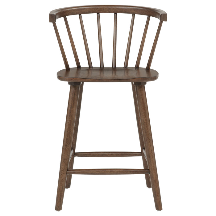 Jeffries 2-Piece Curved Spindle-Back Counter Chair Set Walnut