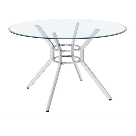 Steele 48-inch Round Glass Top Dining Table Chrome